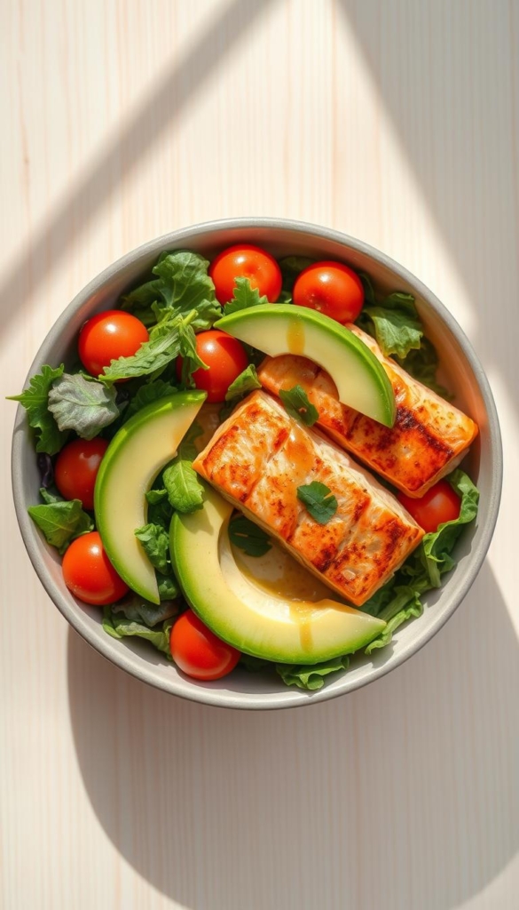 Bowl de protéines au saumon et avocat