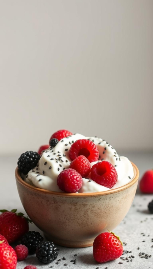 Yaourt grec aux fruits rouges et graines de chia